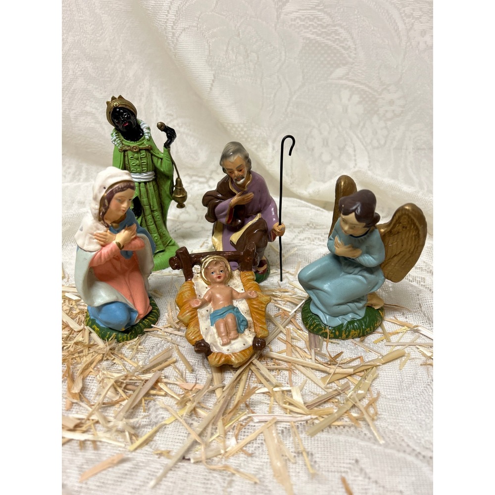 Vintage Nativity Set 5 Piece Figurine Christmas Religious‎ Decoration Japan